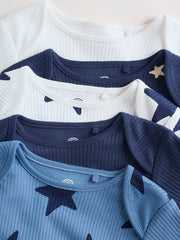 NEXT - Navy Star Long Sleeve Bodysuits 5 Pack