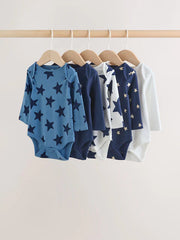 NEXT - Navy Star Long Sleeve Bodysuits 5 Pack