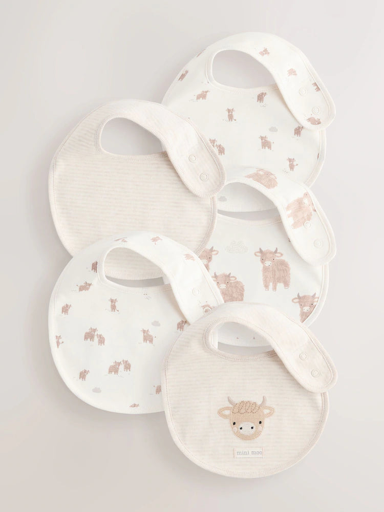 Neutral Hamish Baby Bibs 5 Pack