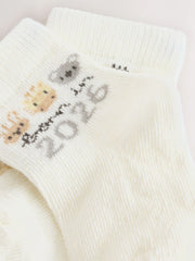 White Born In 2026 Baby Socks 1 Pack (0-12mths)