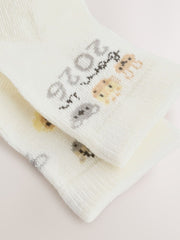 White Born In 2026 Baby Socks 1 Pack (0-12mths)