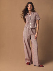 Red Gingham Wide Leg Trousers