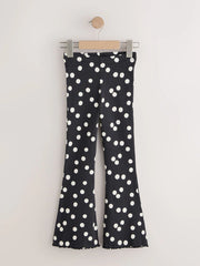 NEXT - Black/White Spot 1 Pack Rib Flare Leggings (3-16yrs)