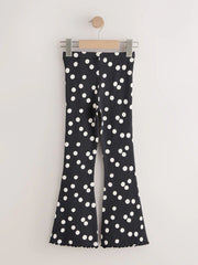 NEXT - Black/White Spot 1 Pack Rib Flare Leggings (3-16yrs)