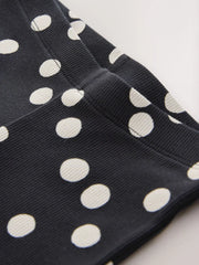 NEXT - Black/White Spot 1 Pack Rib Flare Leggings (3-16yrs)