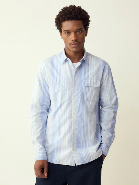 Blue Variegated Stripe Long Sleeve Shirt