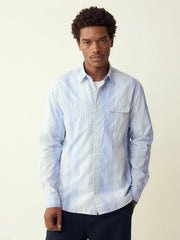 Blue Variegated Stripe Long Sleeve Shirt