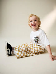 Yellow/White Checkerboard Pull On Wide Trousers (3mths-7yrs)