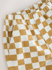Yellow/White Checkerboard Pull On Wide Trousers (3mths-7yrs)