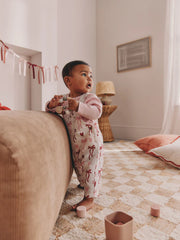 Cream/Pink Bows Baby Dungarees and Bodysuit Set 2 Piece