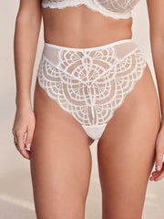 White High Rise High Leg Lace Knickers 2 Pack