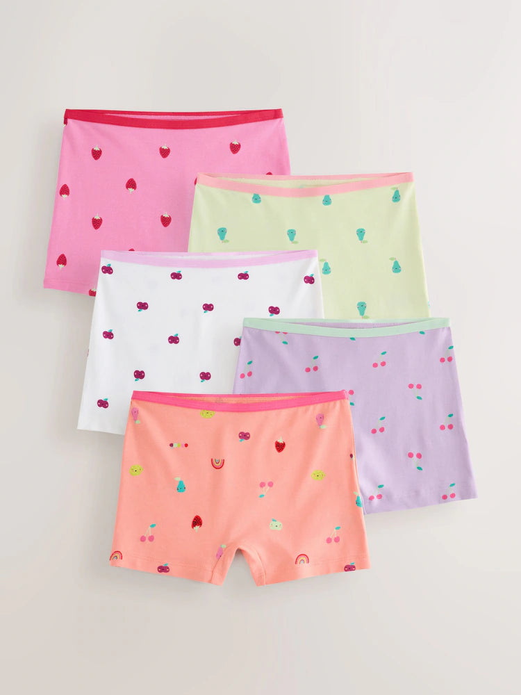 Pink/Lilac Fruits Short Briefs 5 Pack (2-16yrs)