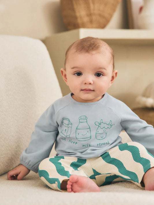 Green/Blue Milk Club Baby Top and Leggings Set 2 Piece (0mths-3yrs)
