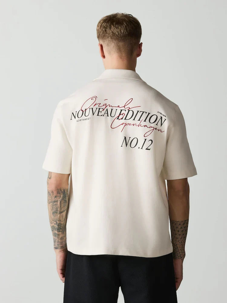 White Jersey Print Short Sleeve Shirt