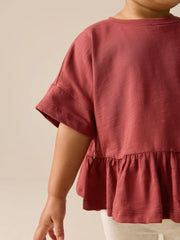 Rust Brown Short Sleeve Peplum T-Shirt (3mths-7yrs)