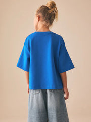 Cobalt Blue Oversized Boxy Heavyweight Interlock T-Shirt