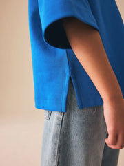 Cobalt Blue Oversized Boxy Heavyweight Interlock T-Shirt