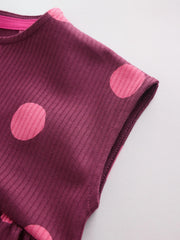 Pink Polka Dot Button Through Baby Rompers 3 Pack