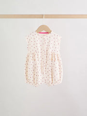 Pink Polka Dot Button Through Baby Rompers 3 Pack