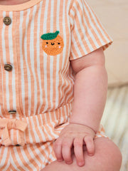 Blue and Orange Striped Jersey Sport Rompers 2 Pack