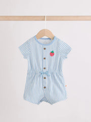 Blue and Orange Striped Jersey Sport Rompers 2 Pack