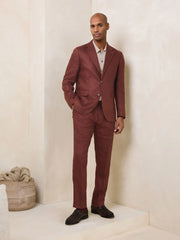 Brown N.Premium Tailored Fit 100% Linen Suit Trousers