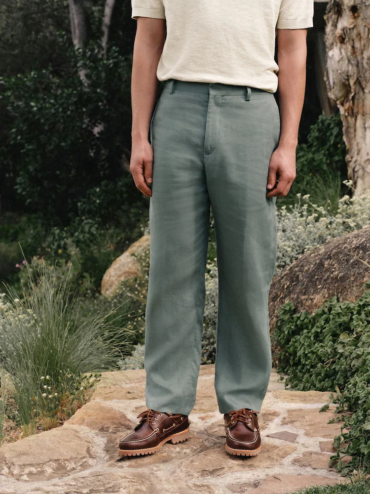 Green N.Premium Tailored Fit 100% Linen Suit Trousers