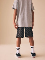 Grey Check Denim Jort Shorts (3-16yrs)