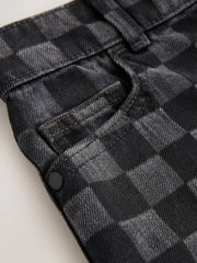 Grey Check Denim Jort Shorts (3-16yrs)