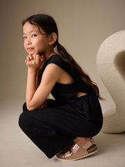 Black Crinkle Jersey Jumpsuit