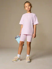 Pink Studio Aura Oversized T-Shirt Cycling Shorts Set (3-16yrs)