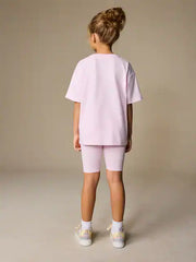 Pink Studio Aura Oversized T-Shirt Cycling Shorts Set (3-16yrs)
