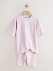Pink Studio Aura Oversized T-Shirt Cycling Shorts Set (3-16yrs)