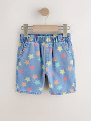 Mid Blue Denim Star Pull On Loose Denim Shorts (3mths-7yrs)