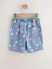 Mid Blue Denim Star Pull On Loose Denim Shorts (3mths-7yrs)