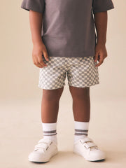 Neutral Checkerboard Pull On Shorts (3mths-7yrs)
