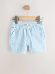 Neutral/Sage Green/Pale Blue Soft Textured Pull on Shorts 3 Pack (3mths-7yrs)