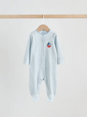 Blue Nautical Baby Sleepsuits 3 Pack (0-2yrs)