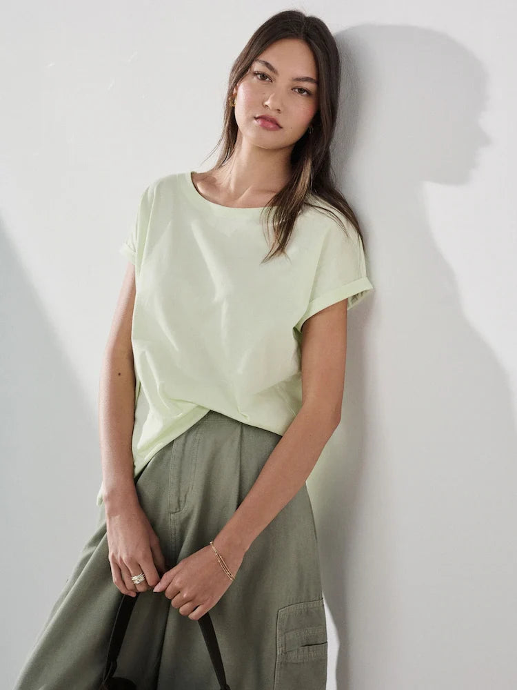 Fluro Green Cap Sleeve Cotton T-Shirt
