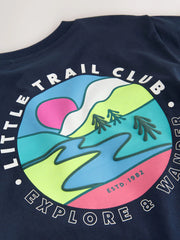 Navy Blue Trail Scene Short Sleeve Back Print T-Shirt (3mths-7yrs)