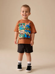 Rust Brown Vehicles Short Sleeve Graphic T-Shirt (3mths-7yrs)