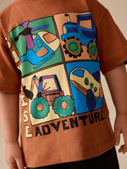 Rust Brown Vehicles Short Sleeve Graphic T-Shirt (3mths-7yrs)