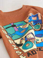 Rust Brown Vehicles Short Sleeve Graphic T-Shirt (3mths-7yrs)