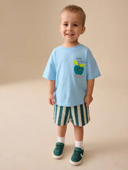 Blue Apple Short Sleeve Back Print T-Shirt and Shorts Set (3mths-7yrs)