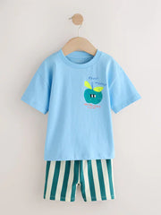 Blue Apple Short Sleeve Back Print T-Shirt and Shorts Set (3mths-7yrs)