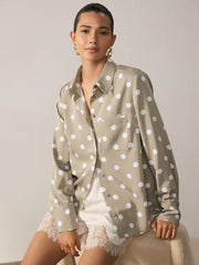 Sage Green Polka Dot Long Sleeve Shirt