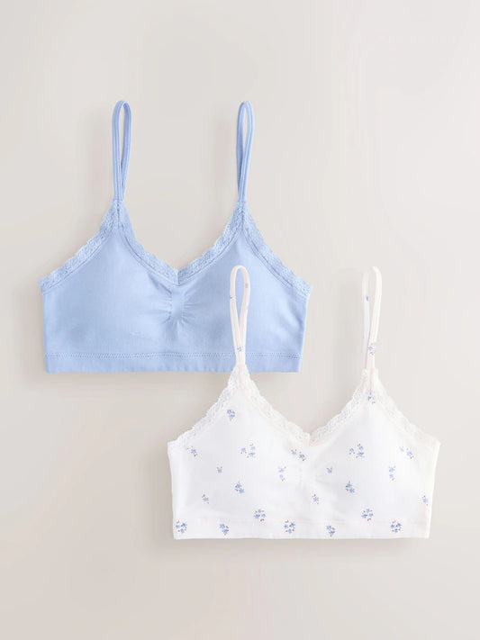 White/Blue Seamfree Strappy Crop Top (7-16yrs)