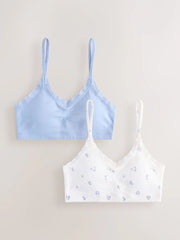White/Blue Seamfree Strappy Crop Top (7-16yrs)