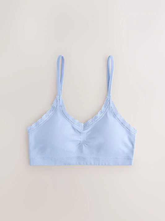 White/Blue Seamfree Strappy Crop Top (7-16yrs)