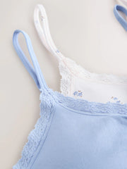White/Blue Seamfree Strappy Crop Top (7-16yrs)